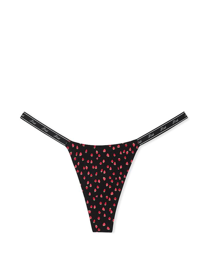 Logo Cotton High-Leg Micro Thong Panty