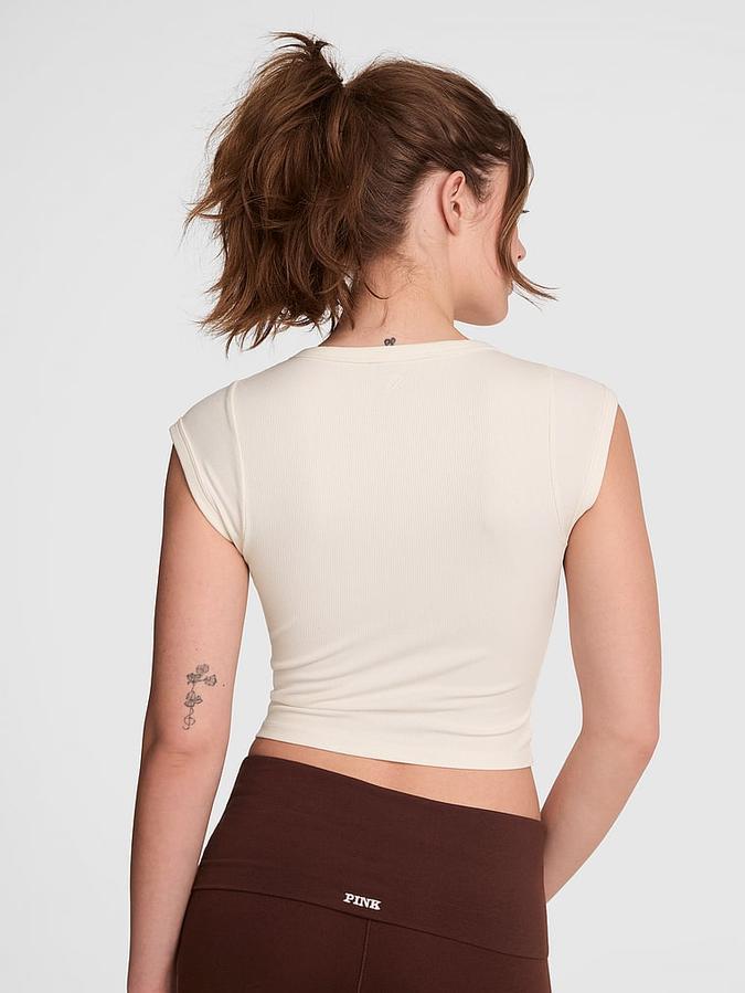 All-Day Soft Ribbed Lace-Up Top image number 1