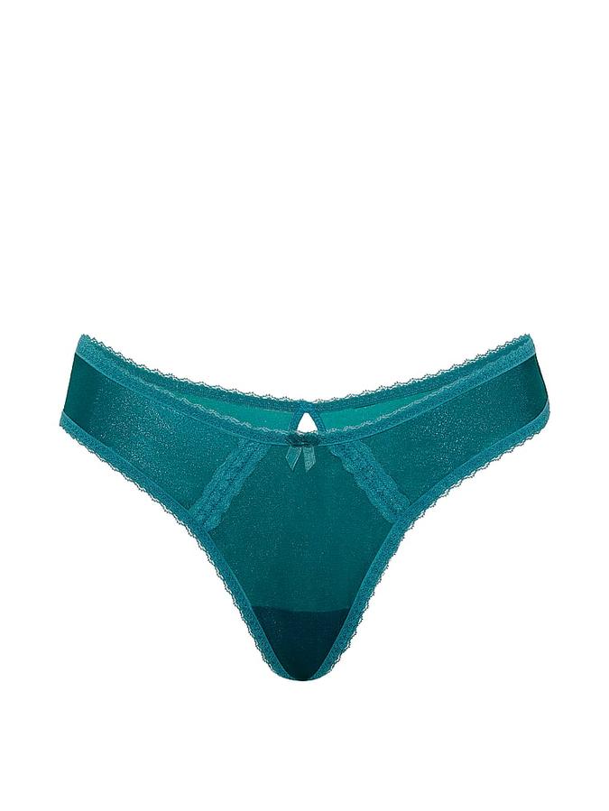 Sheer Shimmer Lace-Trim Brazilian Panty image number 2