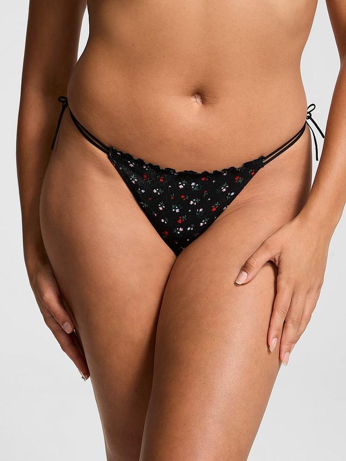 Cotton Side-Tie V-String Panty image number 0