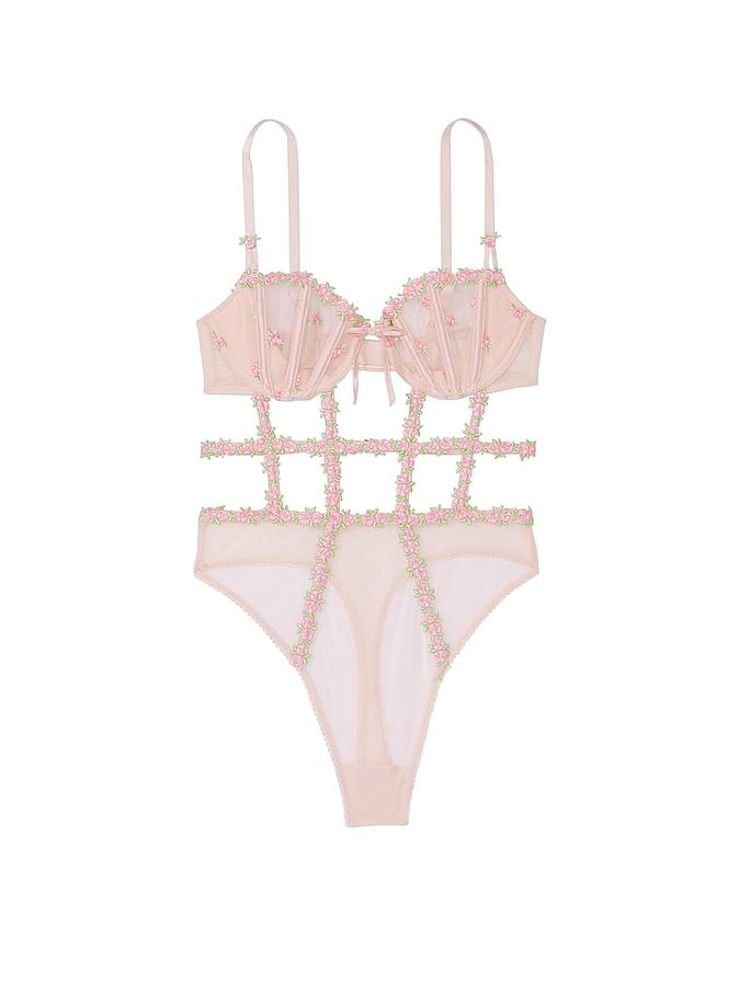 Wicked Unlined Rosebud Embroidery Teddy image number 2