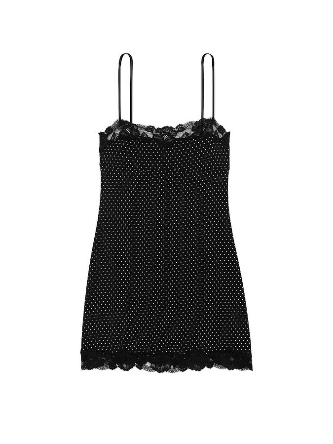 Modal & Lace Trim Straight-Neck Slip Dress image number 2