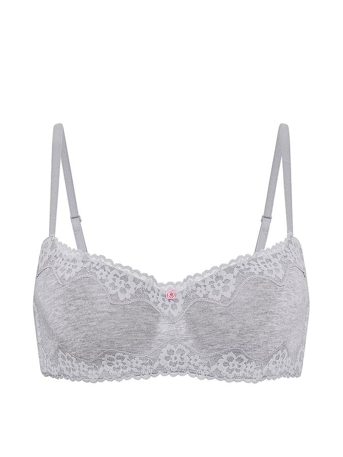 Cotton Lace-Trim Lightly Lined Balconette Bra image number 2