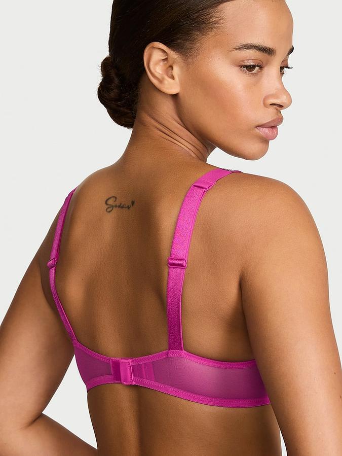 Shine Strap Rose Lace Lightly Lined Low-Cut Demi Bra