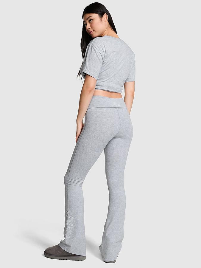 All-Day Cotton Foldover Flare Leggings image number 1