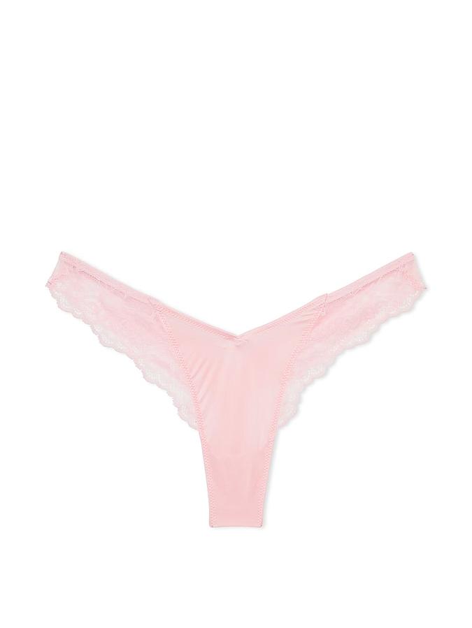 Lace-Trim High-Leg Thong Panty image number 1