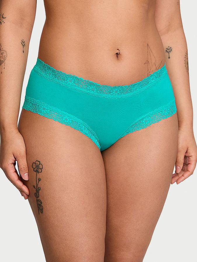Lace-Waist Cotton Cheeky Panty image number 0