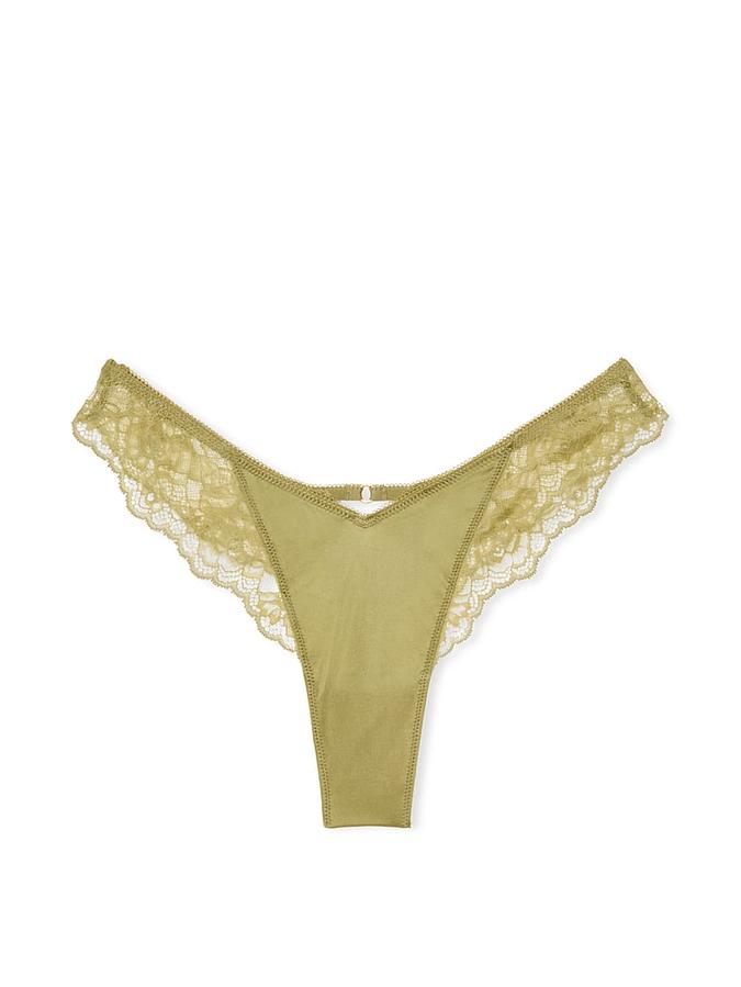 Rose Lace-Trim High-Leg Thong Panty image number 2