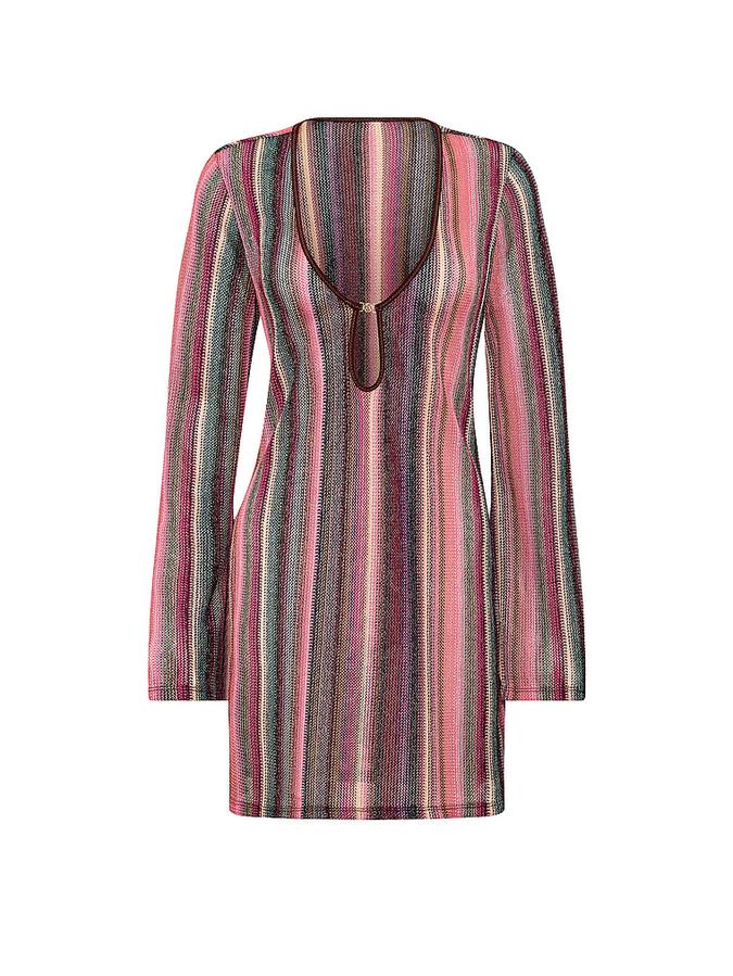 Beachwear Shimmer Knit Long-Sleeve Mini Dress image number 2