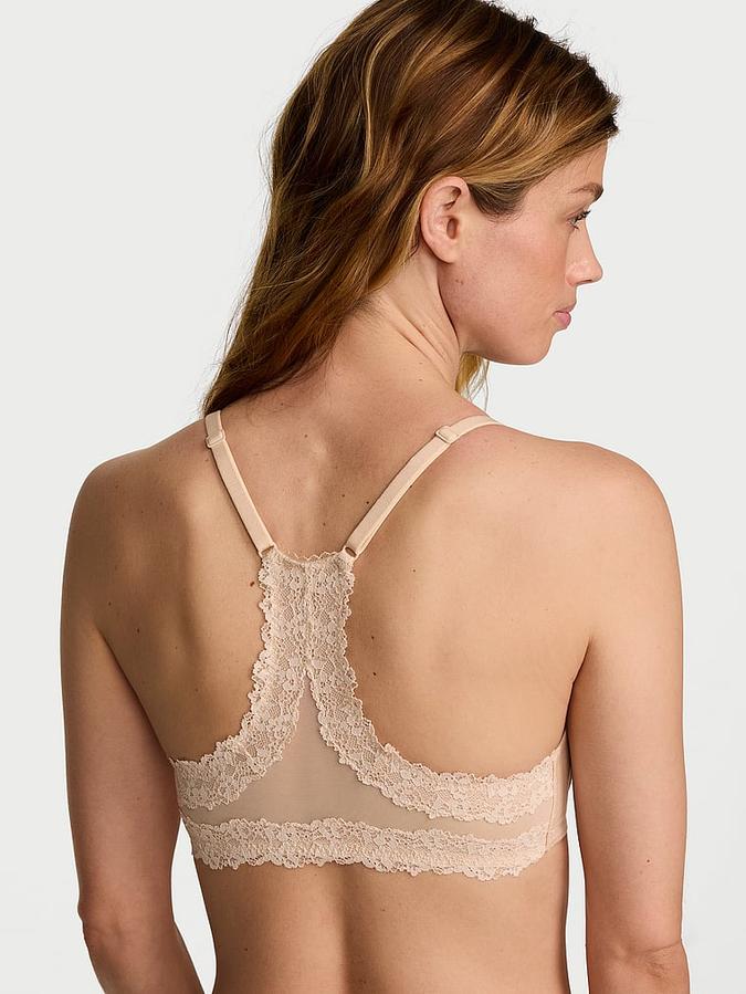 Lightly Lined Lace Racerback Full-Coverage Bra