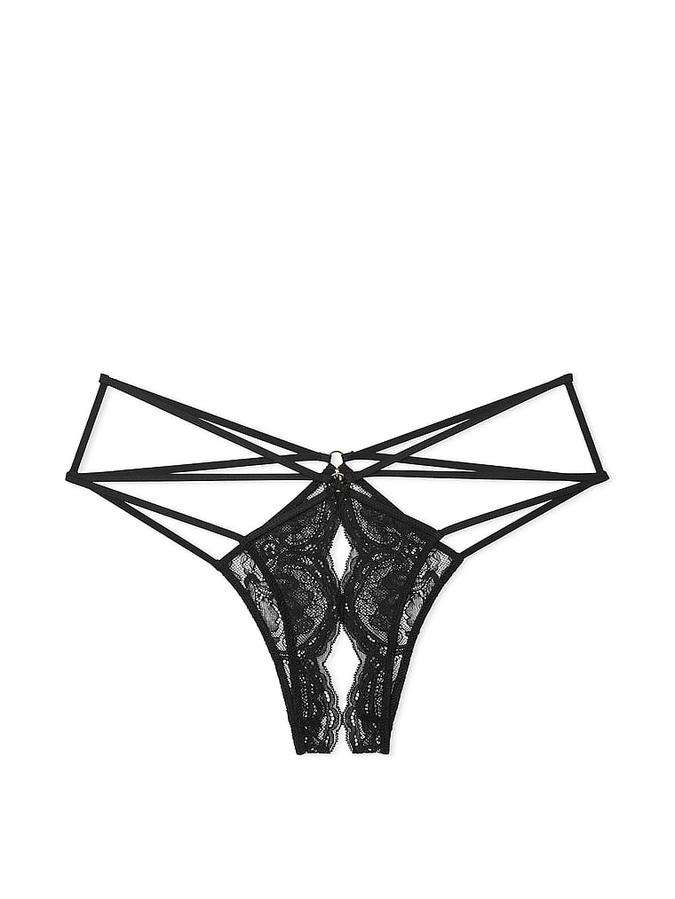 Lace Strappy Crotchless Cheeky Panty image number 2