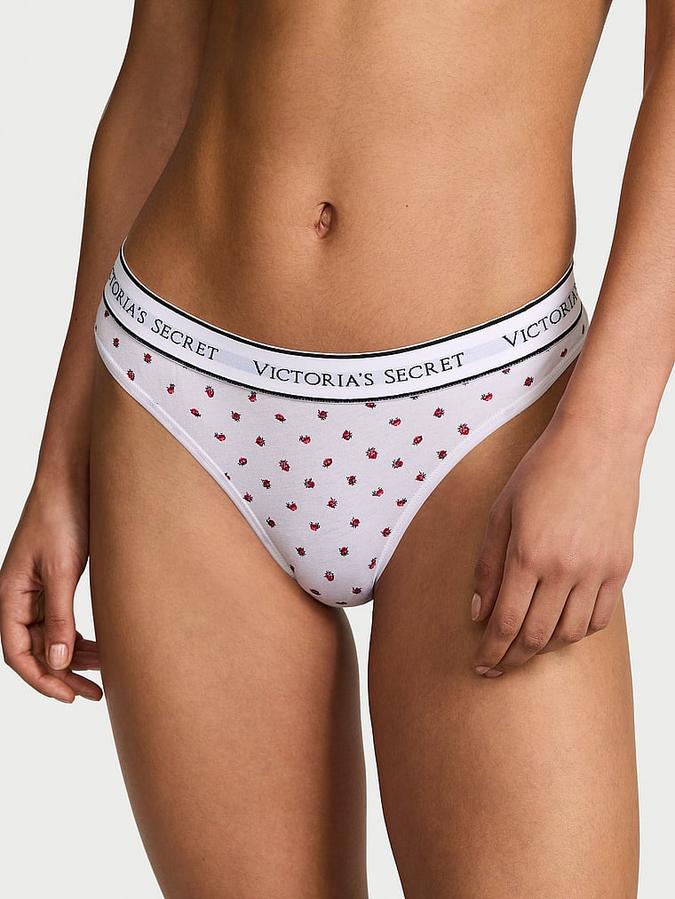 Logo Cotton Thong Panty