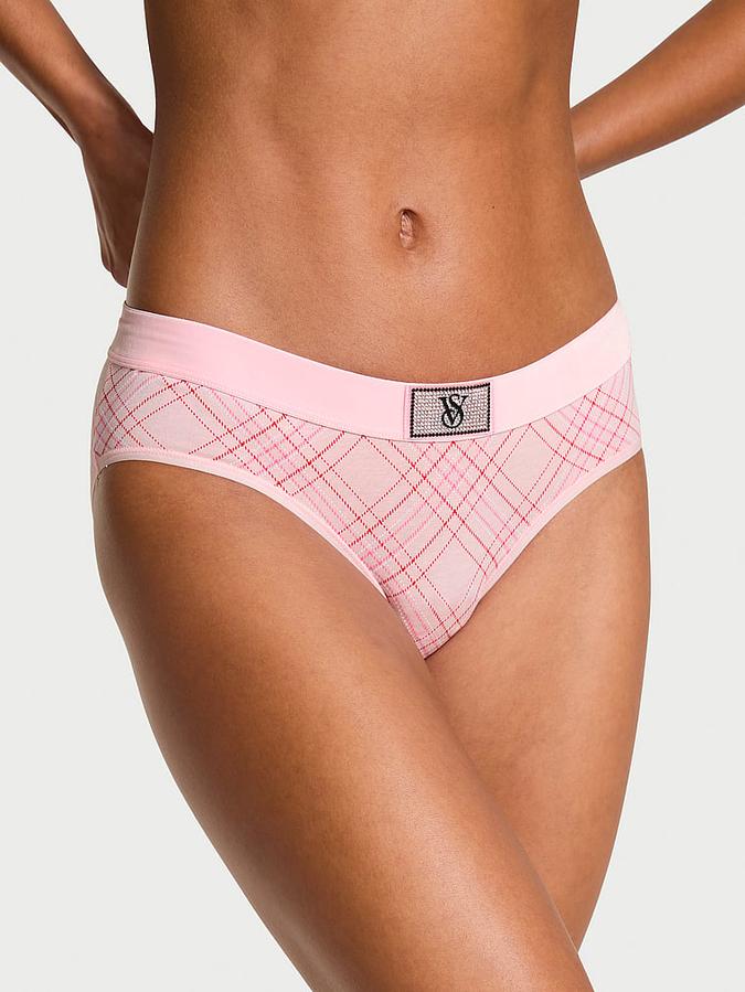 Logo Cotton Shine Patch Velvet Hiphugger Panty