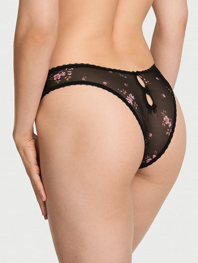 Multicolor Sheer Lace-Trim Brazilian Panty Sheer Lace-Trim Brazilian Panty