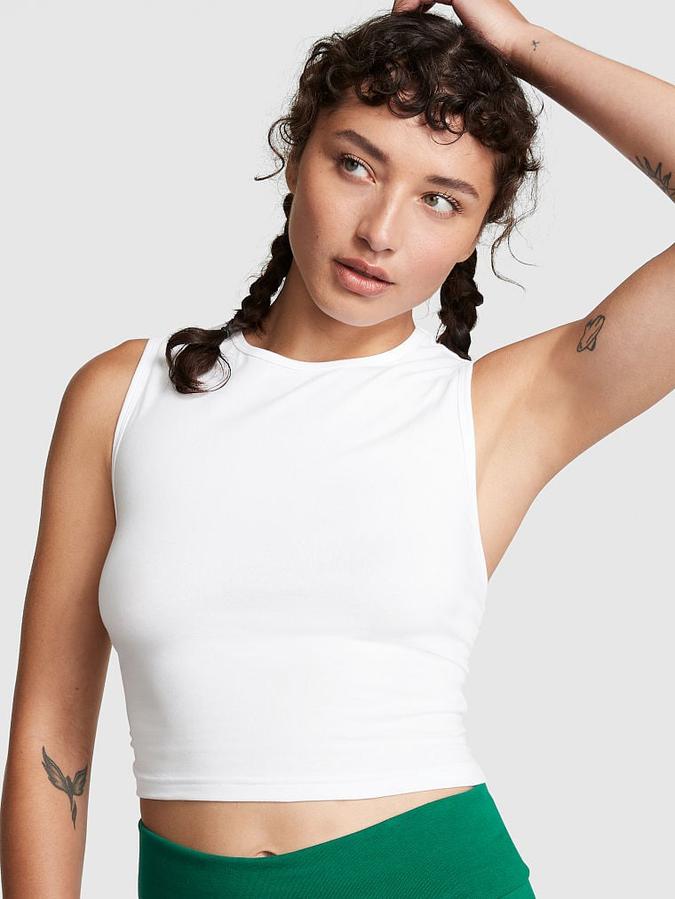 Buy Cotton Ruched Crop Tank Top Online Victoria's Secret India