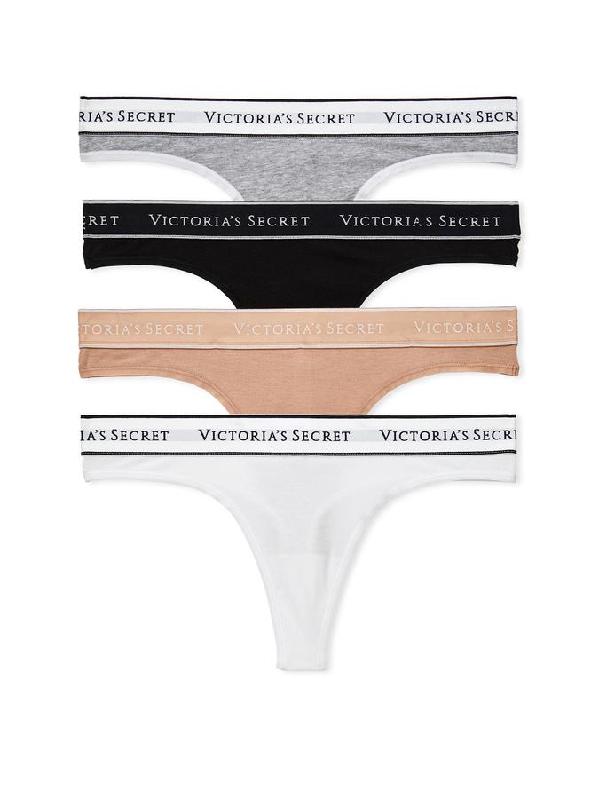 4-Pack Logo Cotton Thong Panties image number 0