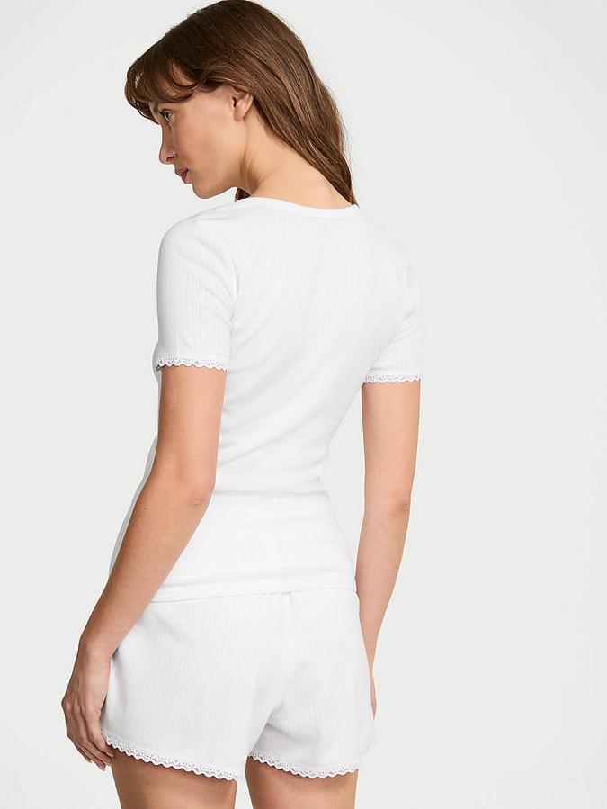 Pointelle Modal Henley Tee & Boxer Short Set image number 1