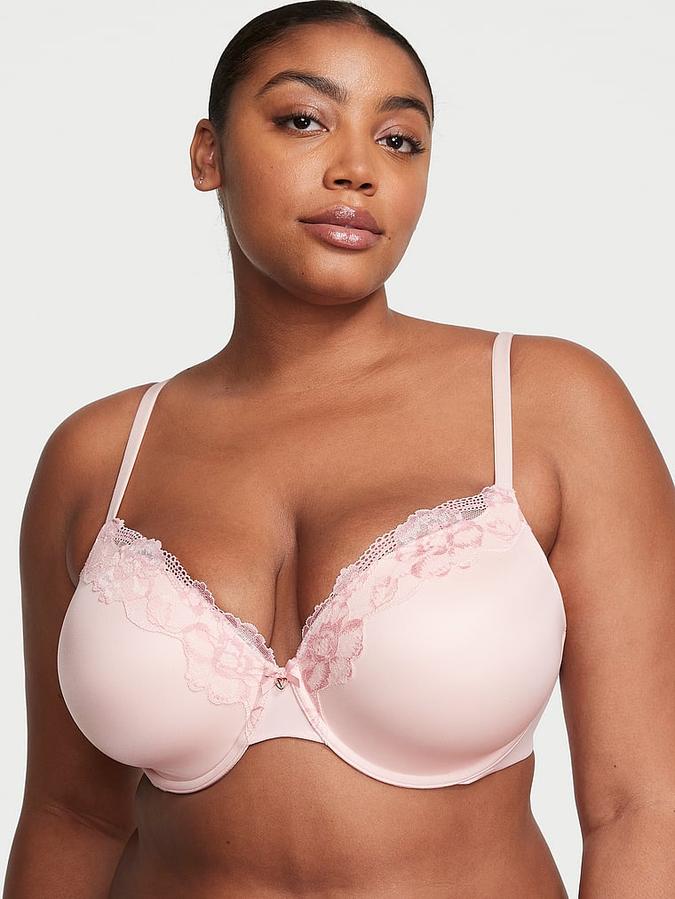 Lightly Lined Full-Coverage Lace-Trim Bra