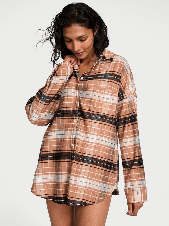 Modal-Cotton Button-Front Sleepshirt image number 0