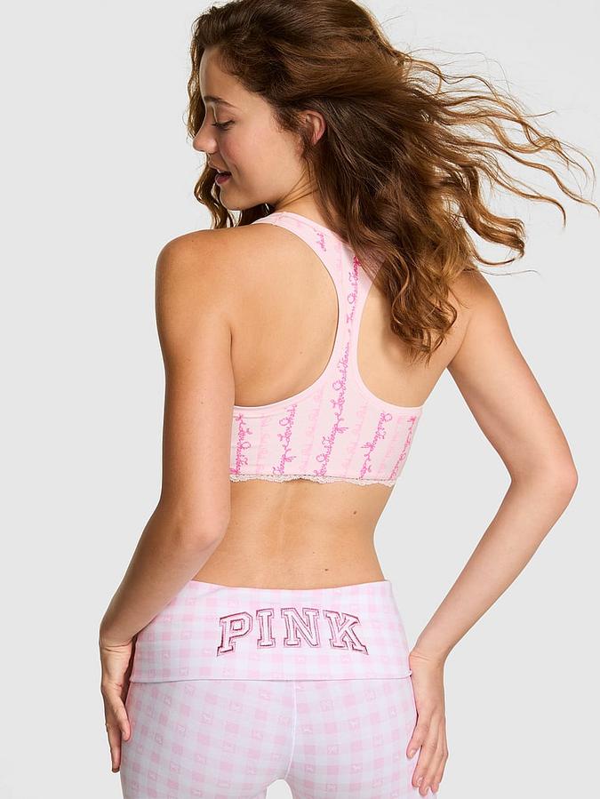 PINK x LoveShackFancy Cotton Racerback Bralette image number 1