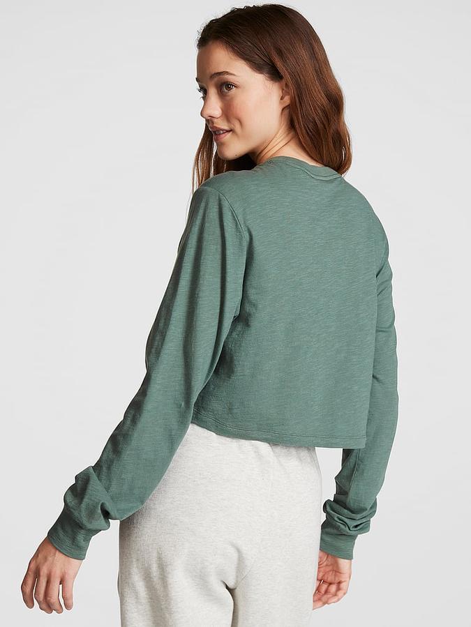 Premium Cotton Cropped Long-Sleeve T-Shirt image number 1