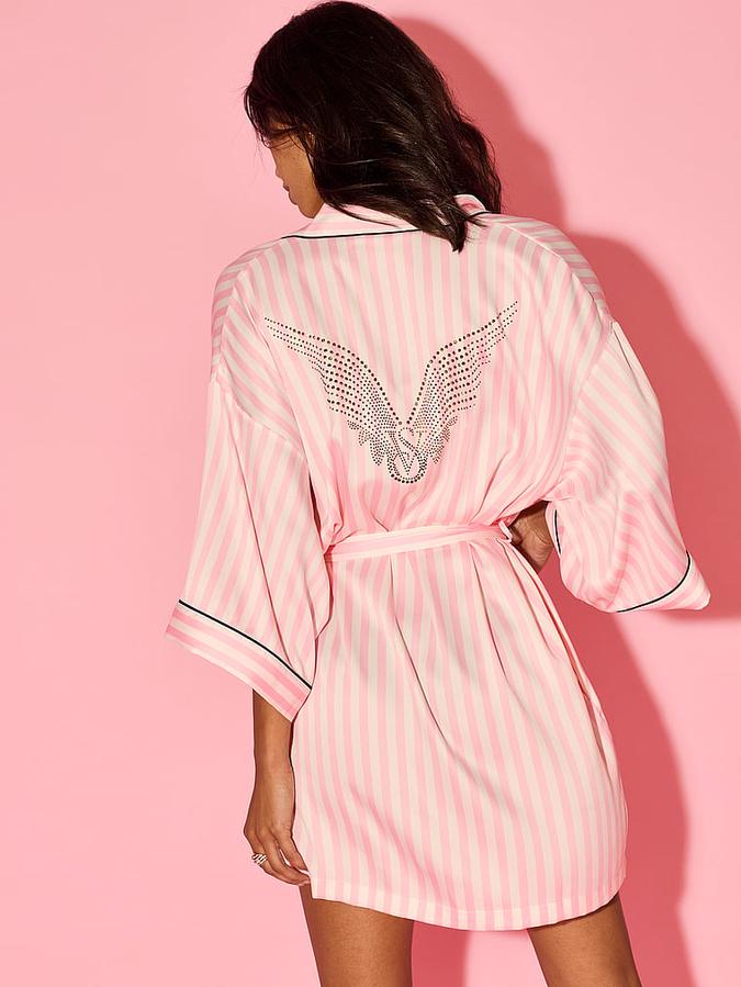 Victoria's Secret Backstage Satin Sparkle Short Robe image number 3
