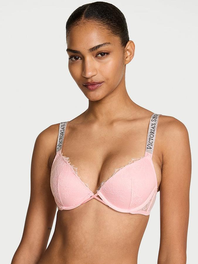 Shine Strap Rose Lace Lightly Lined Low-Cut Demi Bra