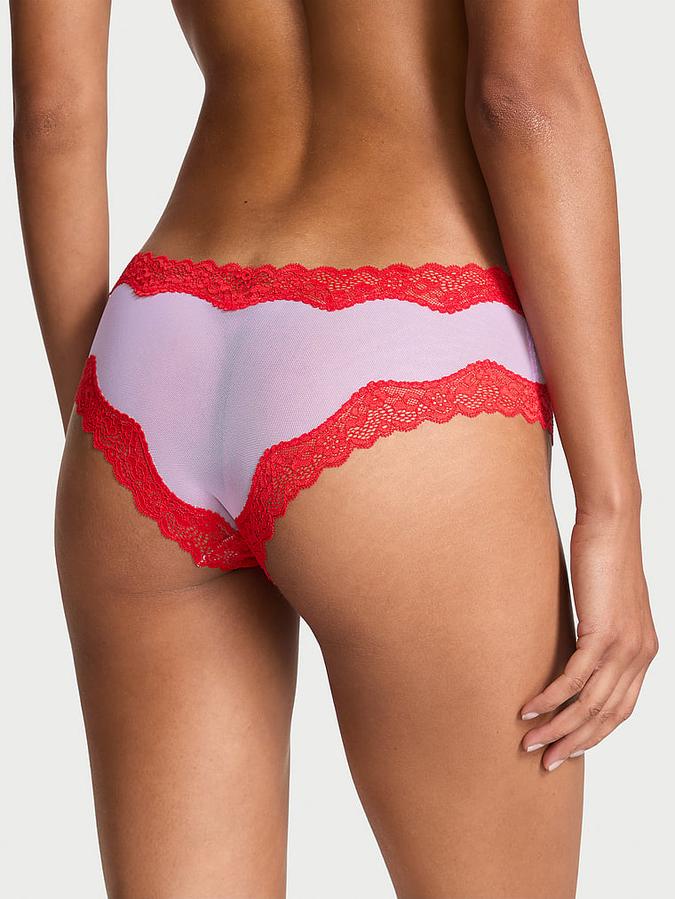 Tease Mesh Lace-Trim Cheeky Panty