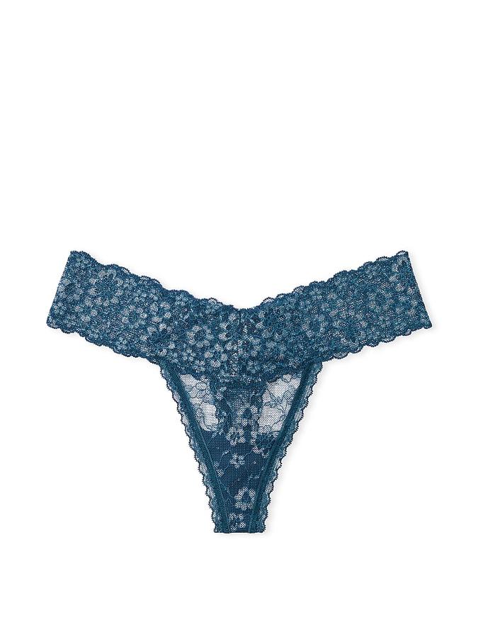 Shimmer Lace Lace-Up Thong Panty image number 1