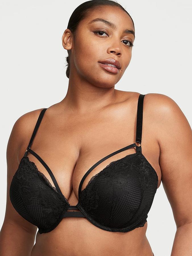 Strappy Fishnet Lace Push-Up Bra image number 0