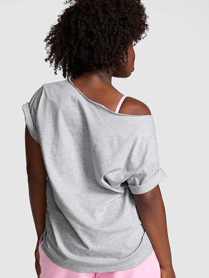 Campus Cotton Off-The-Shoulder Tee