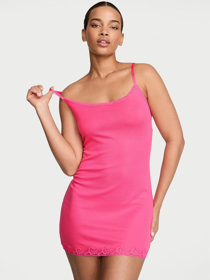 Cotton Shadow Stripe Slip Dress