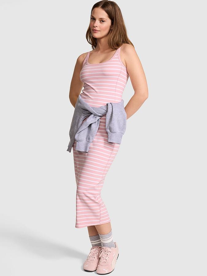 All-Day Soft Rib High-Neck Midi Dress