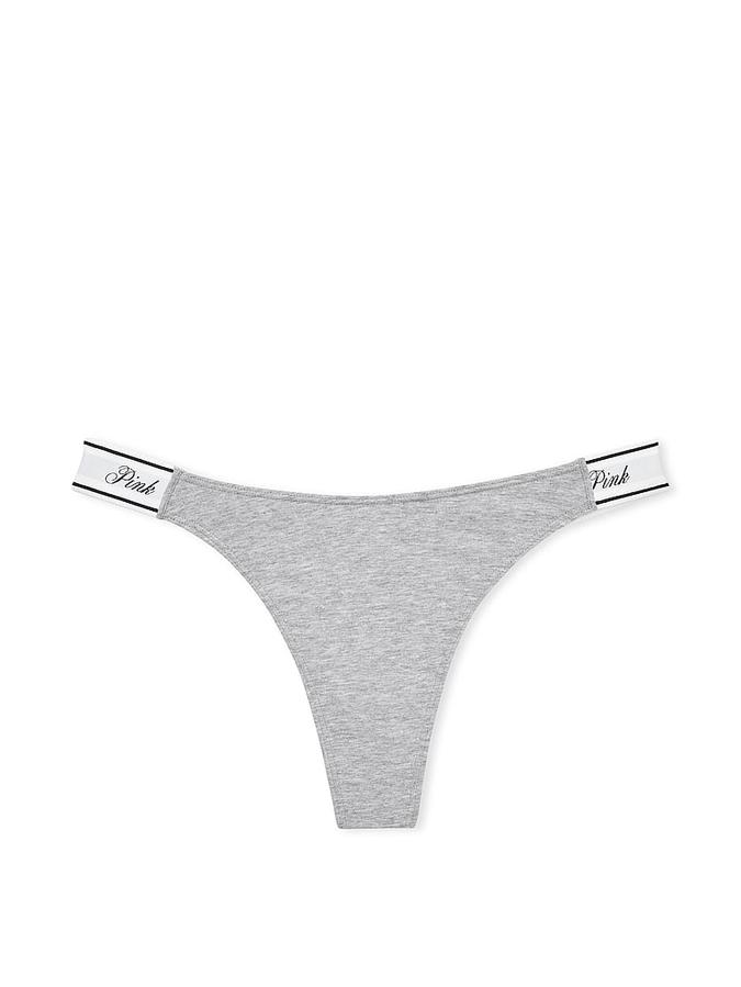 Logo Cotton High-Leg Thong Panty