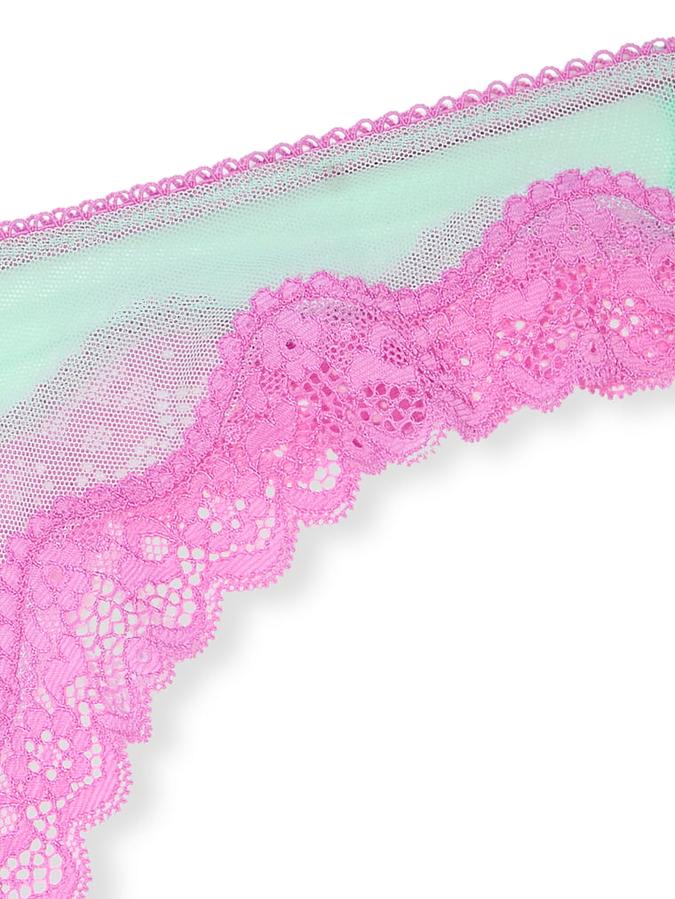 Tease Mesh Lace-Trim High-Leg Thong Panty image number 3