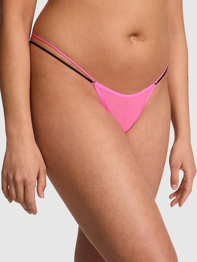 Logo Mesh Strappy Micro Thong Panty image number 0