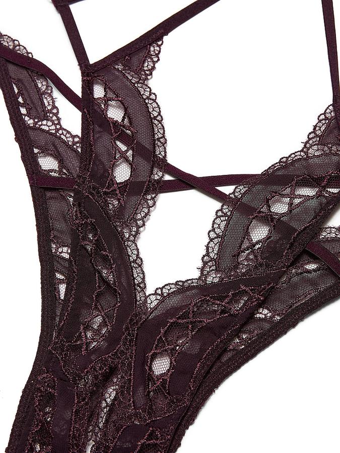 Laces Out Embroidery Crotchless Open-Cup Playsuit image number 3