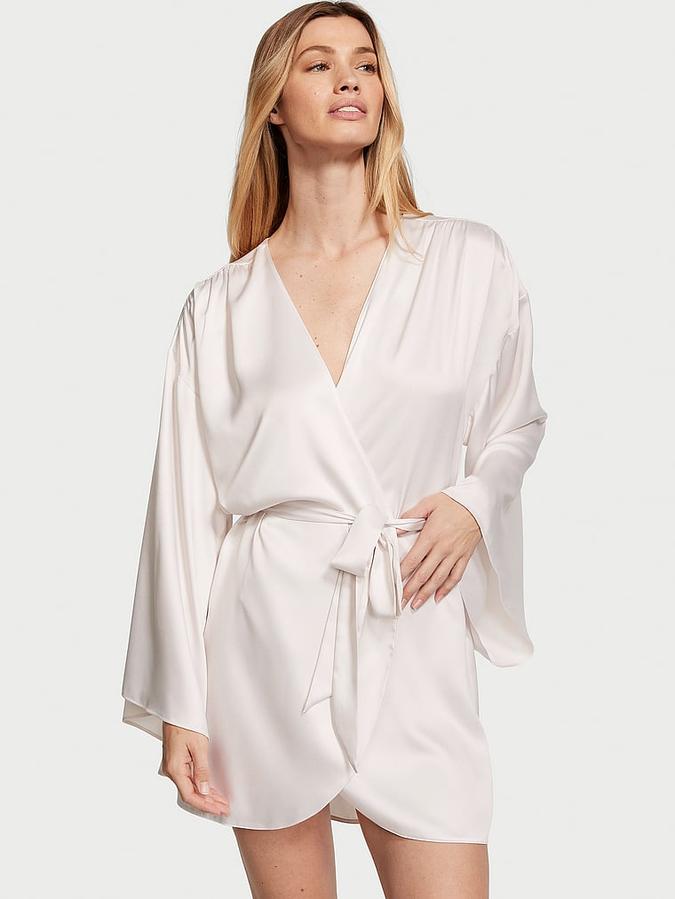 Bride Embellished Satin Short Robe image number 0