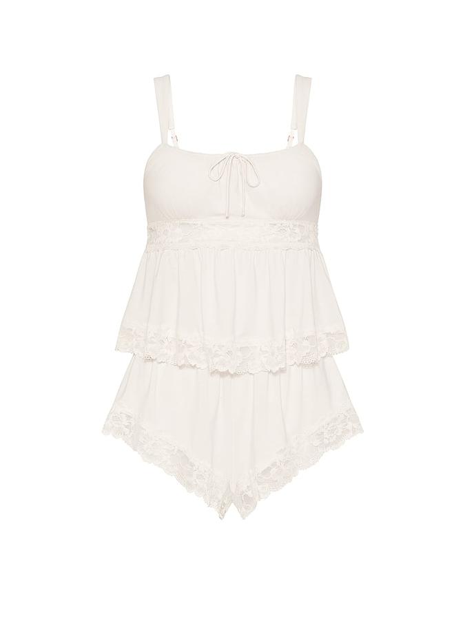 SoSoft&trade; Modal Lace-Trim Bridal Cami Set image number 2