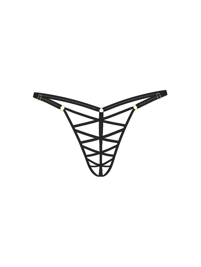 Strappy Lace-Up Crotchless Adjustable V-String Panty image number 2