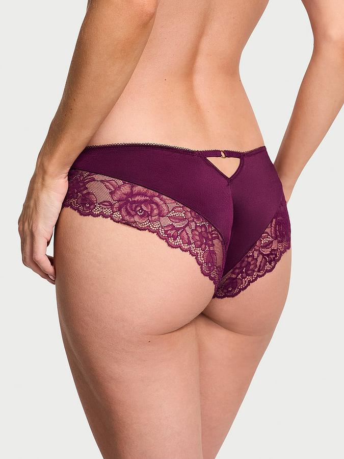 Rose Lace-Trim High-Leg Cheeky Panty