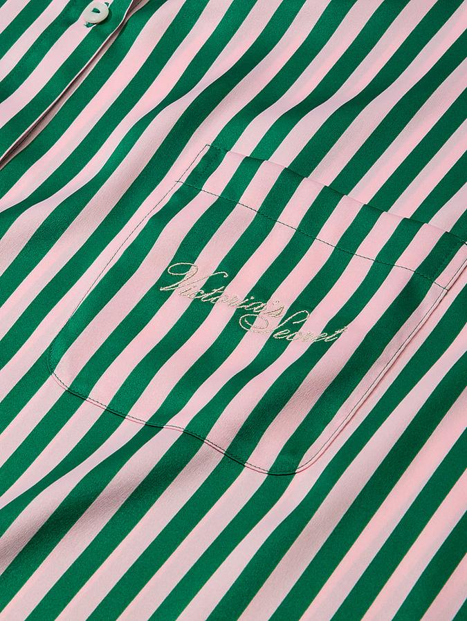 Signature Satin Oversized Long Pajama Set image number 2