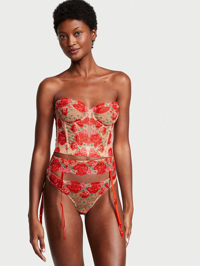 Floral Embroidery Garter Belt image number 1