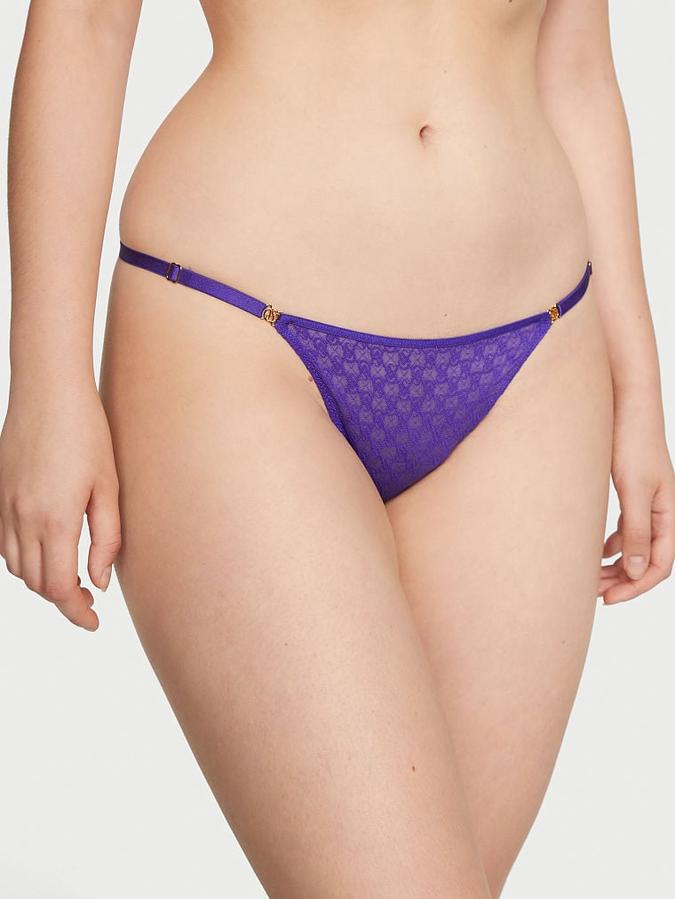 Icon by Victoria's Secret Lace Adjustable String Thong Panty image number 0