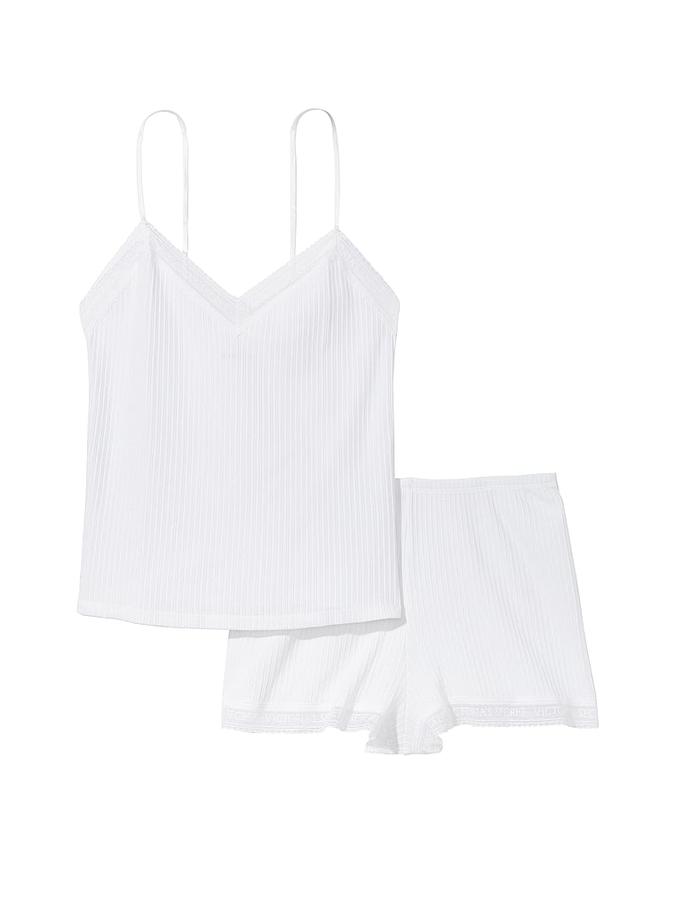 Lace-Trim Pointelle Cami & Shorts Set image number 2