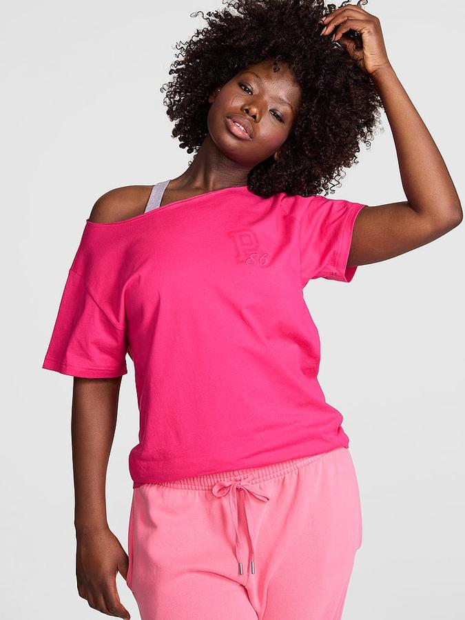Campus Cotton Off-The-Shoulder Tee