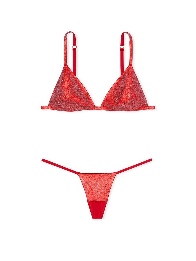 Shine Triangle Bralette & V-String Panty Set image number 2