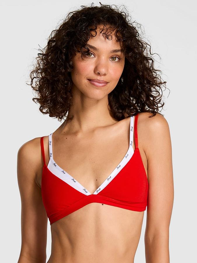Logo Cotton Strappy Triangle Bralette image number 0
