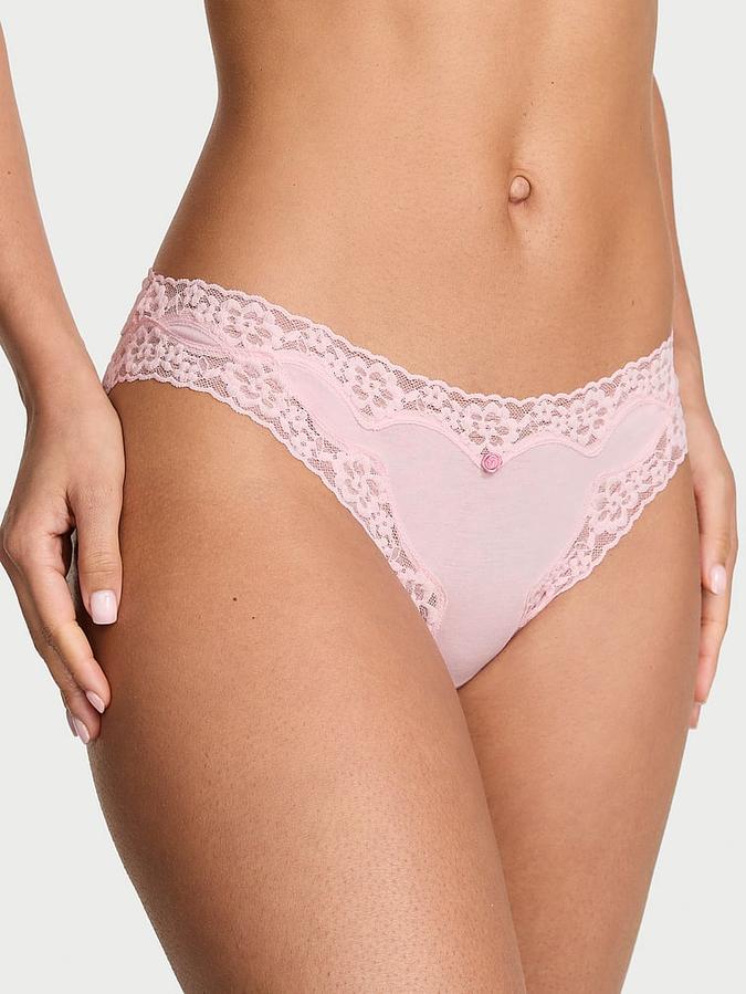 Cotton Lace-Waist Bikini Panty