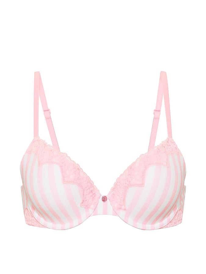 Perfect Shape Cotton Lace-Trim Push-Up Bra image number 2
